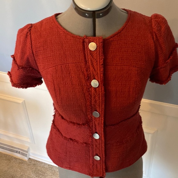Mossimo Red-Orange-Rust Color Cute Fitted Jacket - Short Sleeves Size Small - Picture 1 of 10